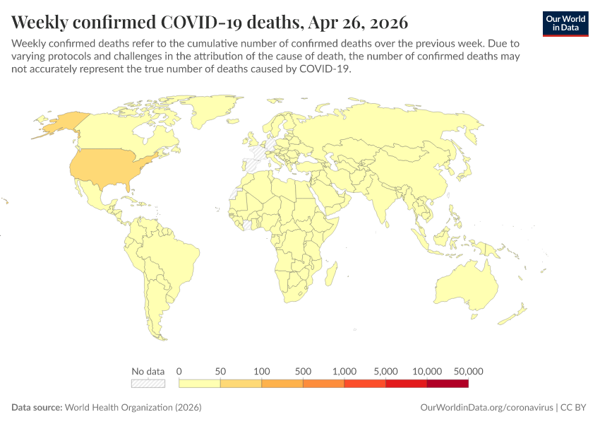 A thumbnail of the "Weekly confirmed COVID-19 deaths" chart